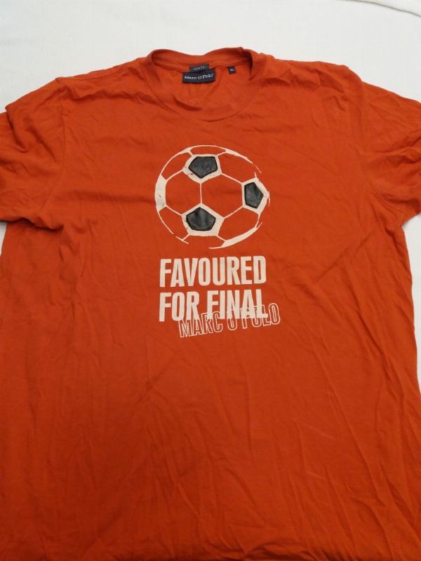 T-Shirt kurzarm Fussball Marco Polo favoured for final, Slim Fit, orange-rot, Grösse XL